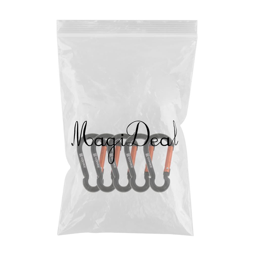 5Pcs Aluminum Carabiner Gourd Shape Spring Buckle Hook Clip Matt black