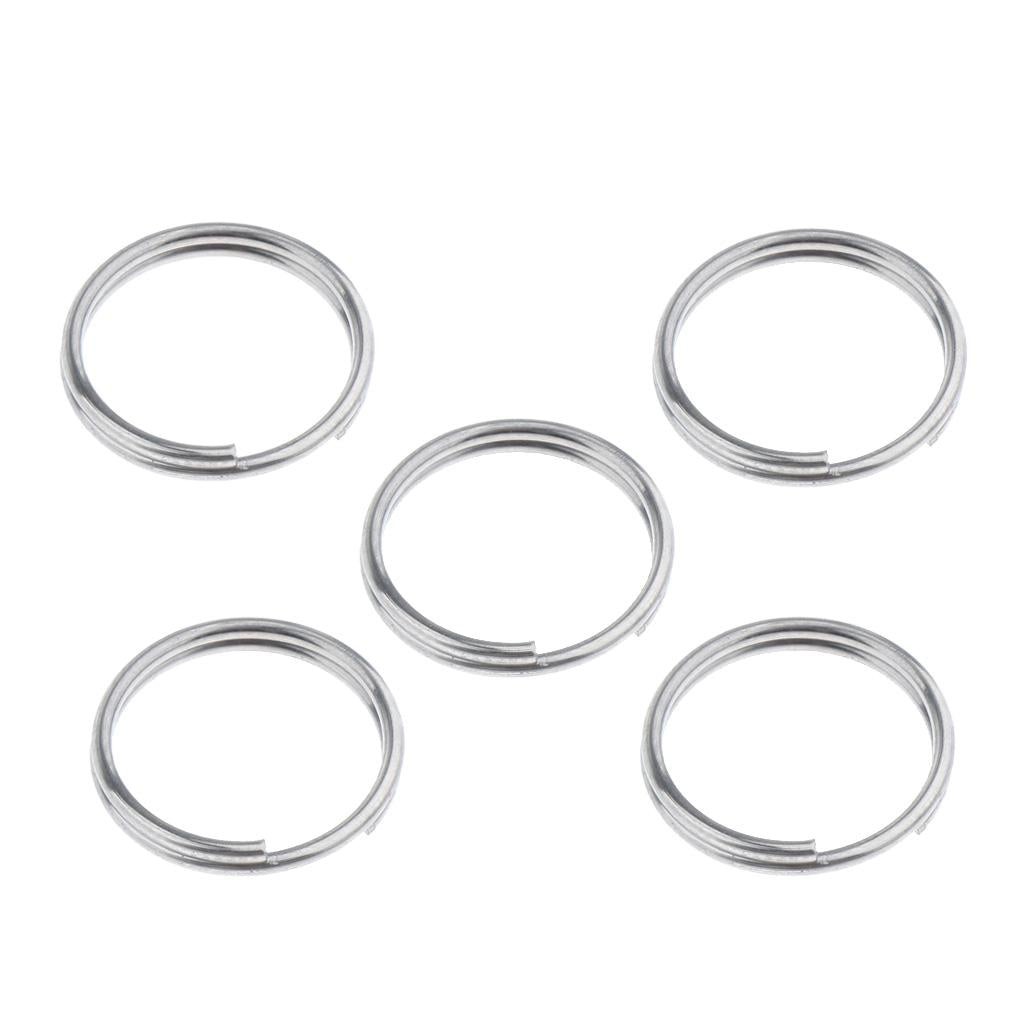 5pcs Titanium Keychain Split Ring Keyring Holder Hanging Loop 14mm Silver