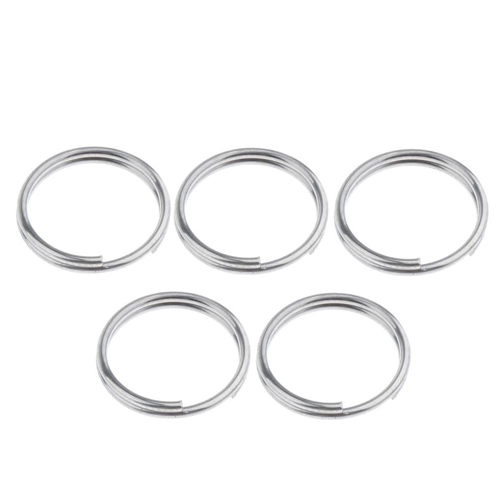 5pcs Titanium Keychain Split Ring Keyring Holder Hanging Loop 14mm Silver