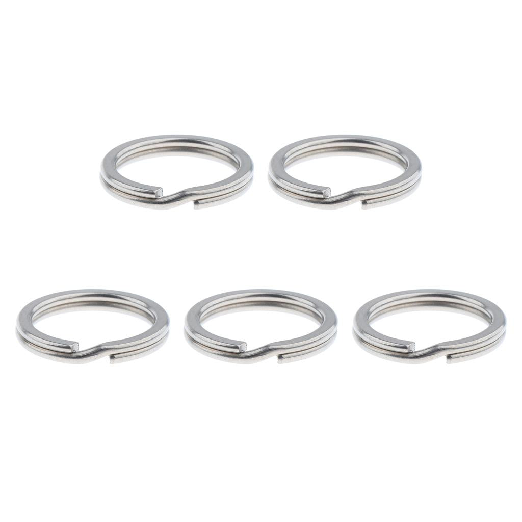 5pcs Titanium Keychain Split Ring Keyring Holder Hanging Loop 18mm Silver