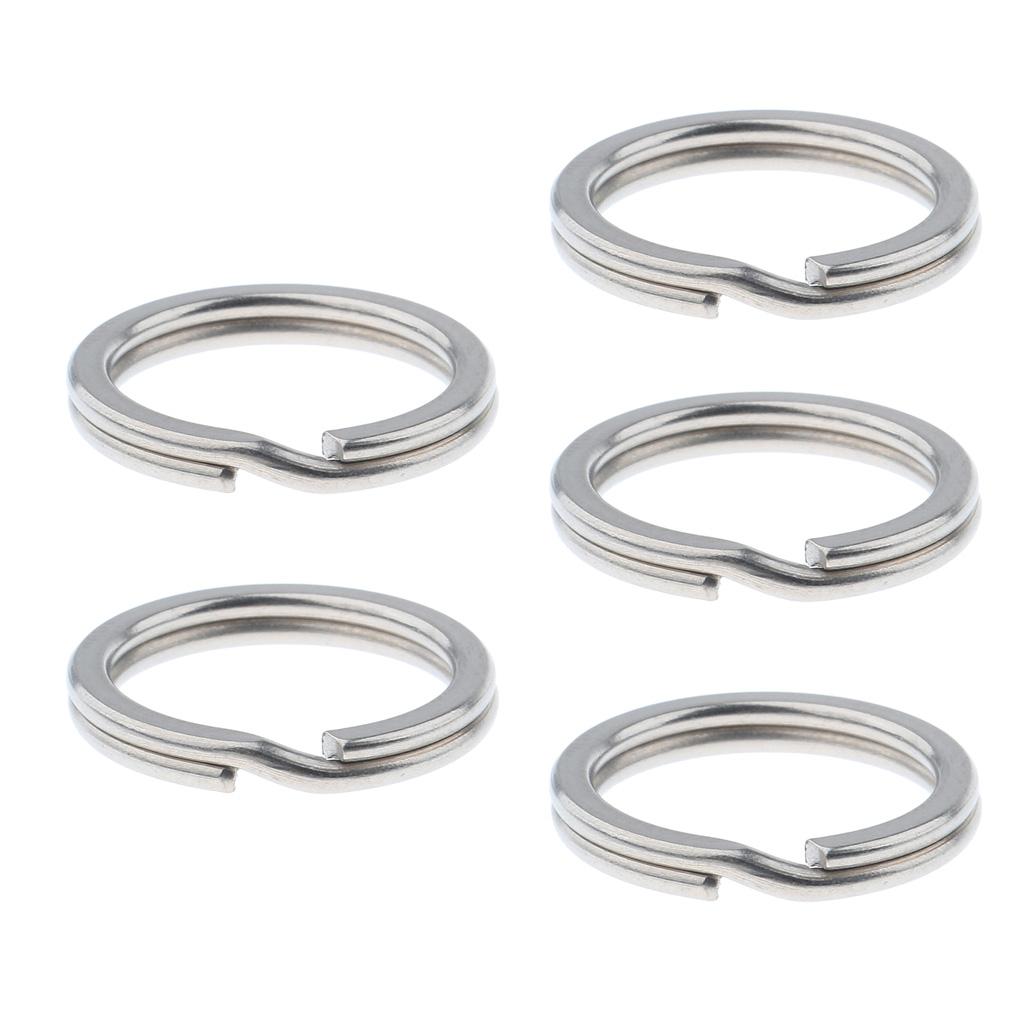 5pcs Titanium Keychain Split Ring Keyring Holder Hanging Loop 18mm Silver