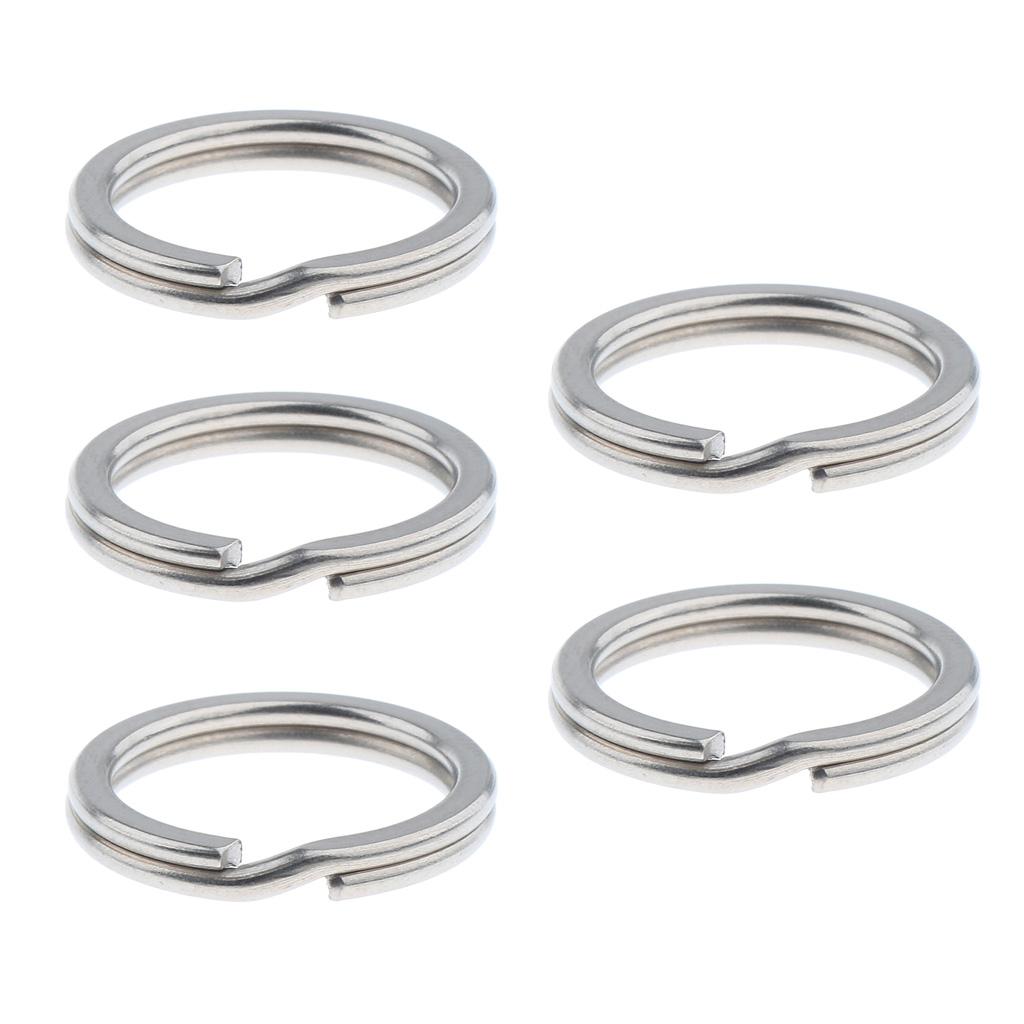 5pcs Titanium Keychain Split Ring Keyring Holder Hanging Loop 18mm Silver
