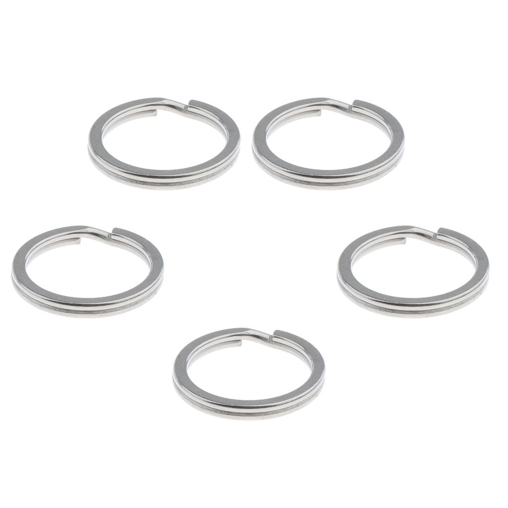 5pcs Titanium Keychain Split Ring Keyring Holder Hanging Loop 25mm Silver
