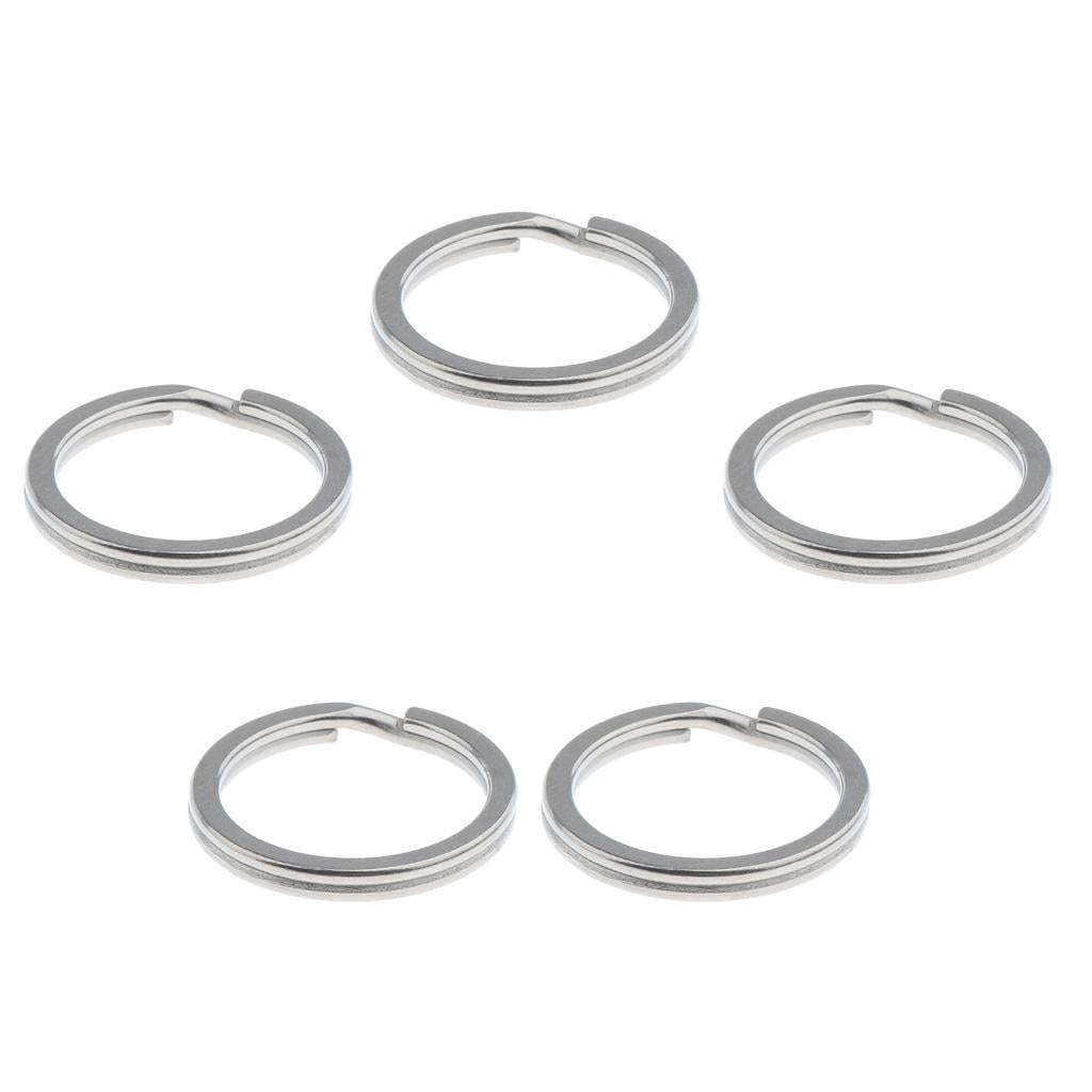 5pcs Titanium Keychain Split Ring Keyring Holder Hanging Loop 25mm Silver