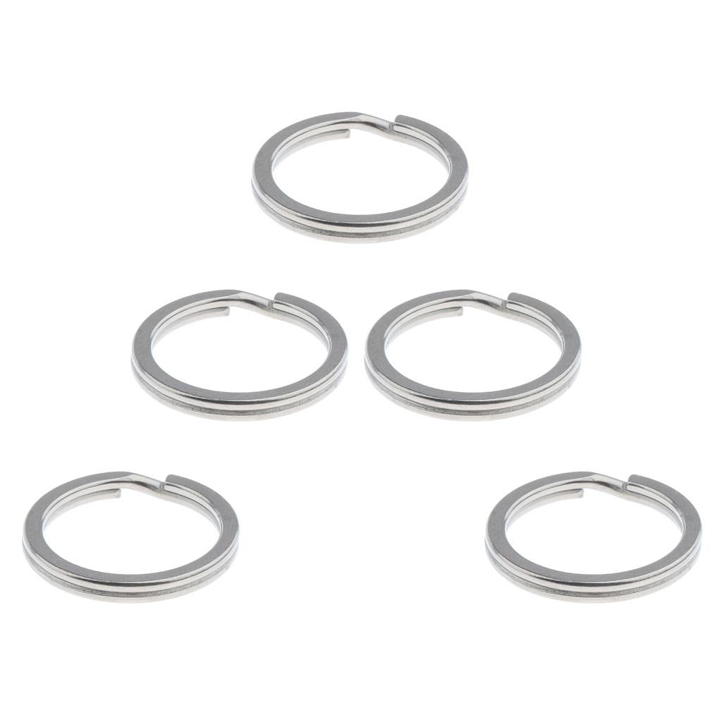 5pcs Titanium Keychain Split Ring Keyring Holder Hanging Loop 25mm Silver