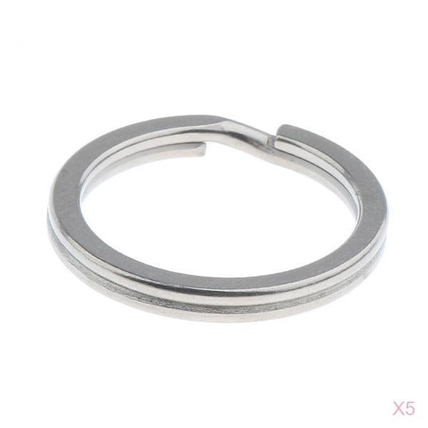 5pcs Titanium Keychain Split Ring Keyring Holder Hanging Loop 25mm Silver