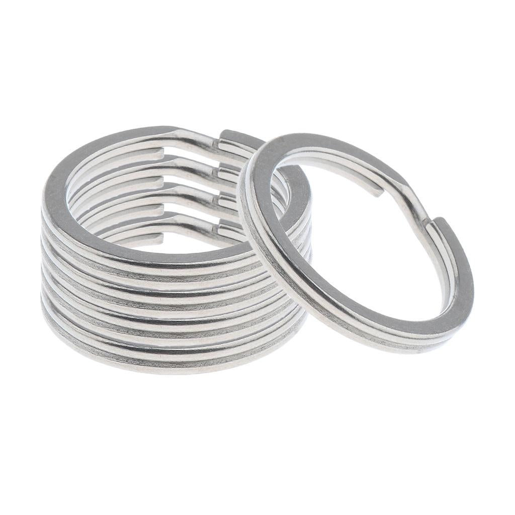 5pcs Titanium Keychain Split Ring Keyring Holder Hanging Loop 32mm Silver