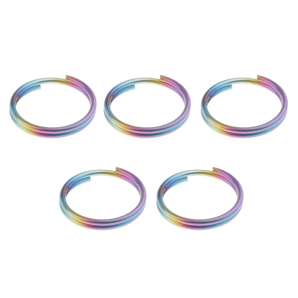 5pcs Titanium Keychain Split Ring Keyring Holder Hanging Loop 14mm Colorful