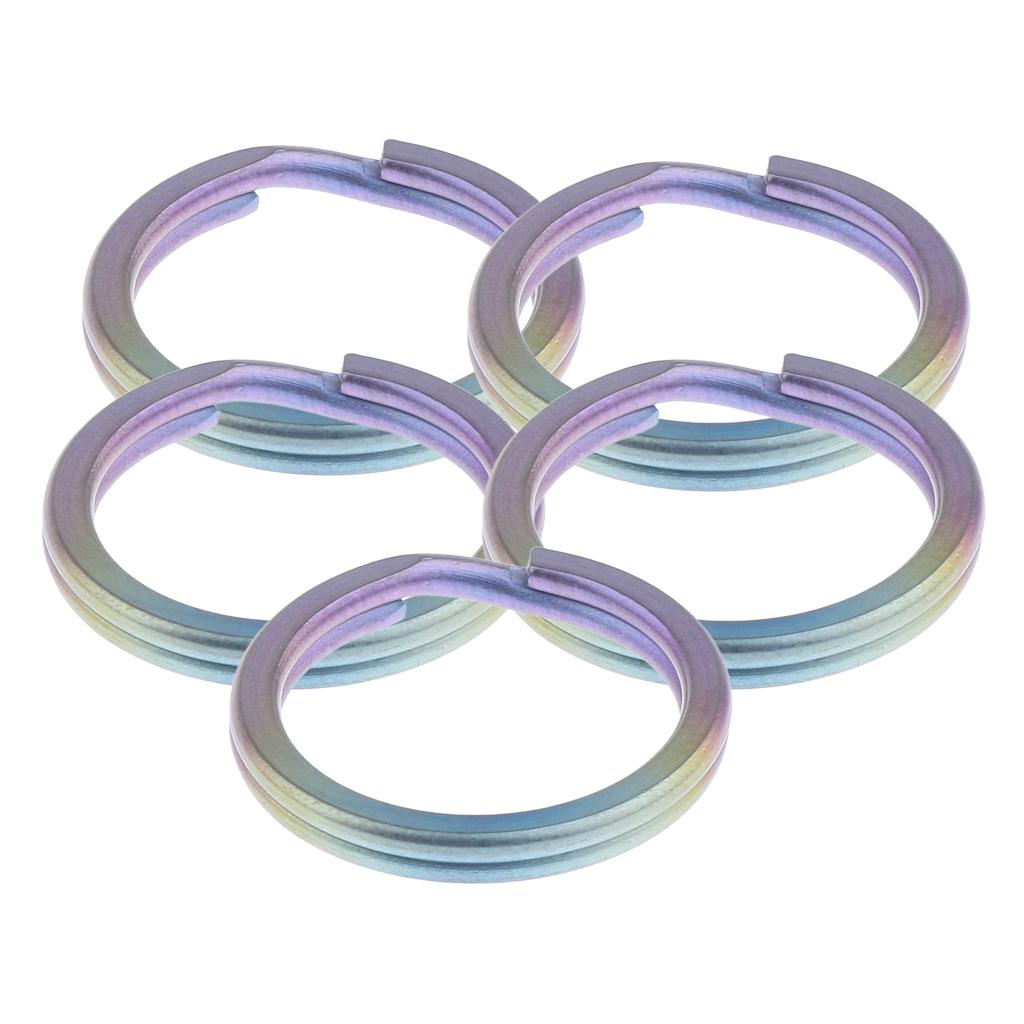 5pcs Titanium Keychain Split Ring Keyring Holder Hanging Loop 18mm Colorful