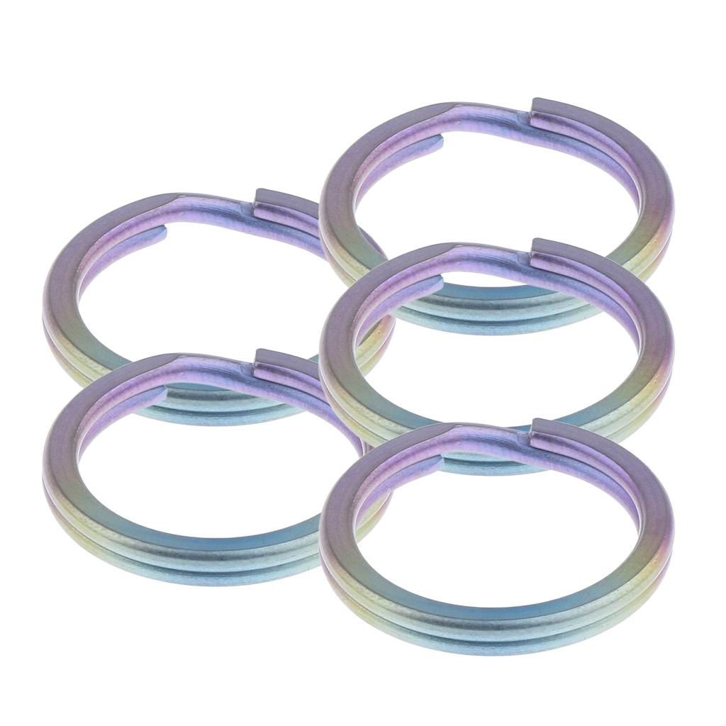5pcs Titanium Keychain Split Ring Keyring Holder Hanging Loop 18mm Colorful