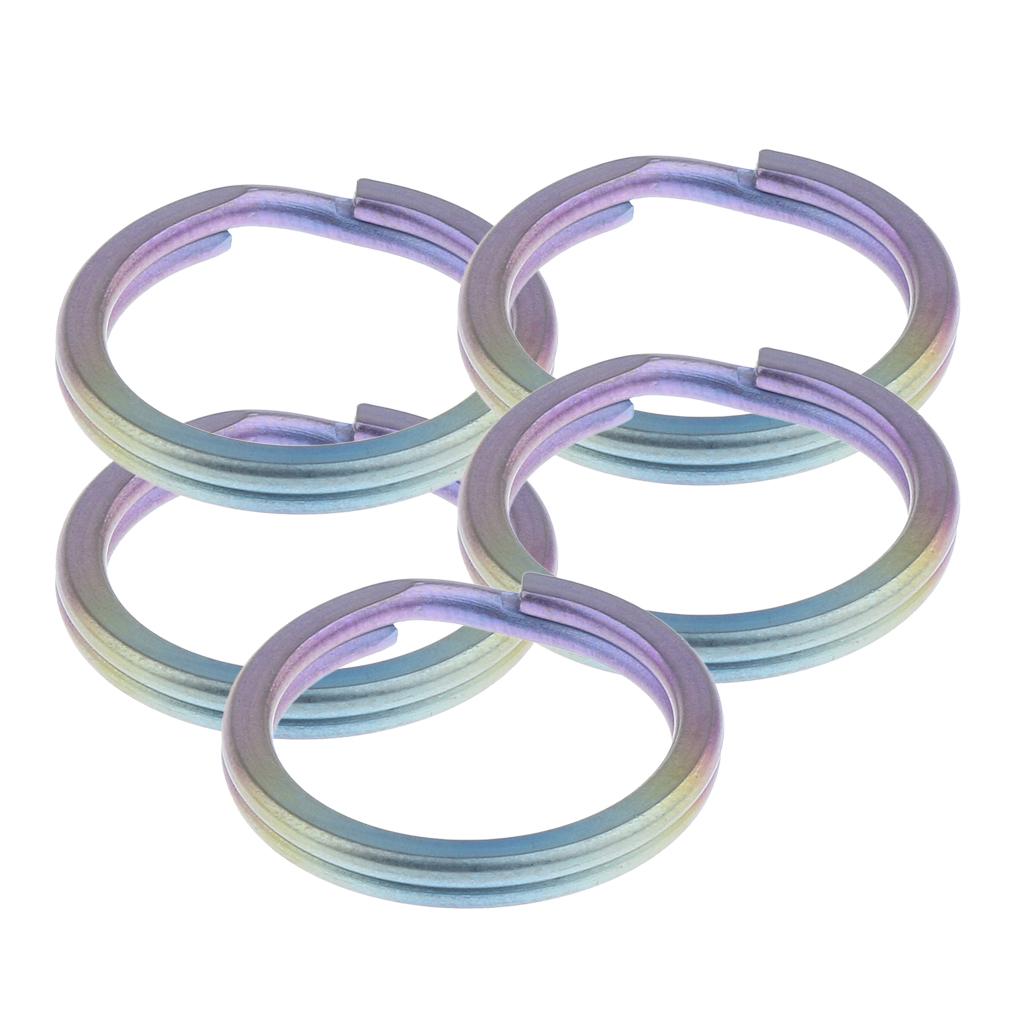 5pcs Titanium Keychain Split Ring Keyring Holder Hanging Loop 18mm Colorful