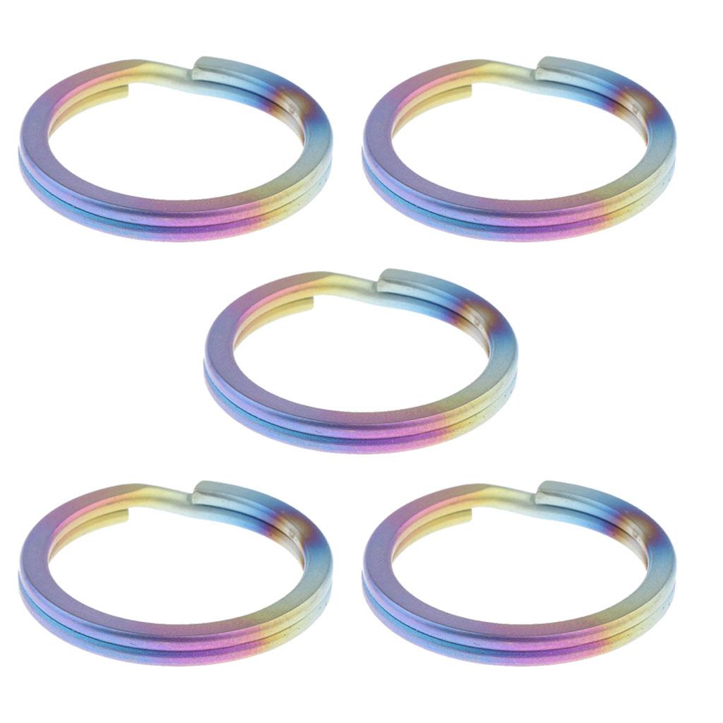 5pcs Titanium Keychain Split Ring Keyring Holder Hanging Loop 25mm Colorful