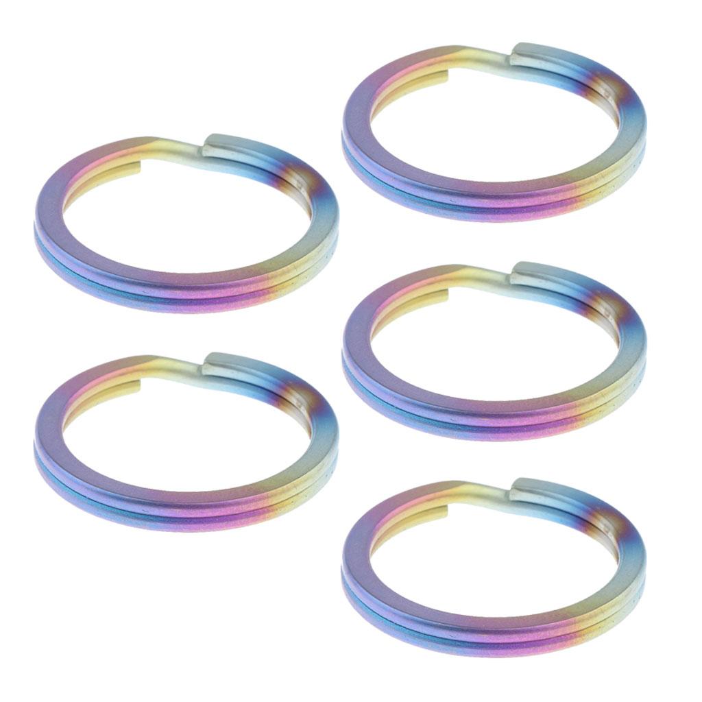 5pcs Titanium Keychain Split Ring Keyring Holder Hanging Loop 25mm Colorful