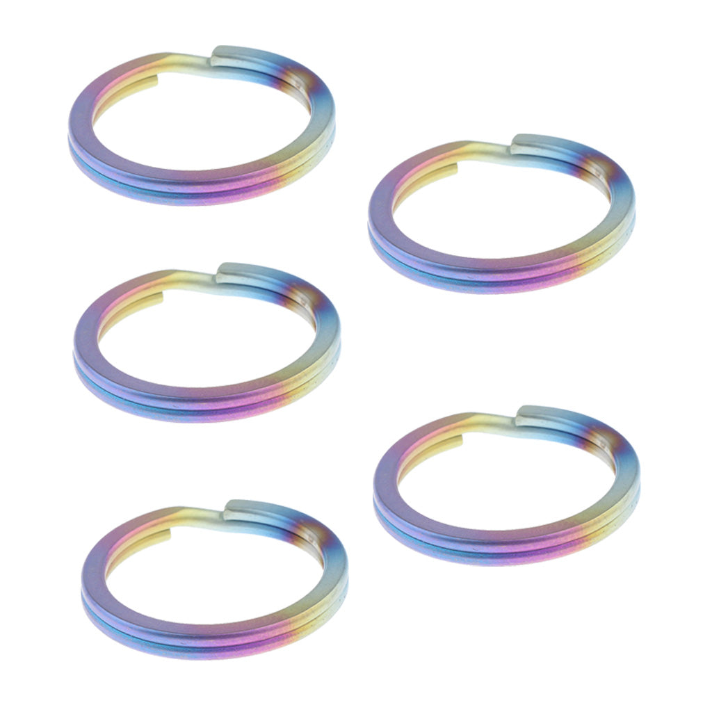 5pcs Titanium Keychain Split Ring Keyring Holder Hanging Loop 32mm Colorful