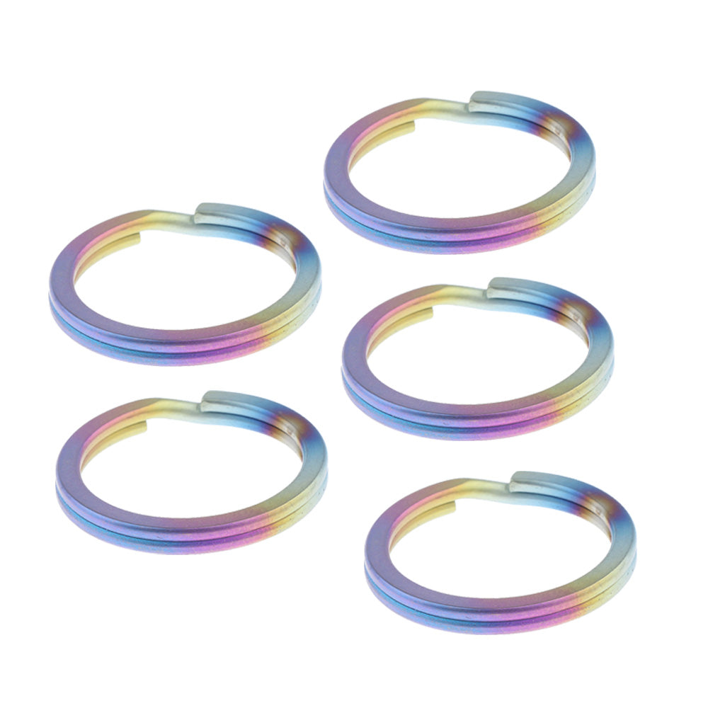 5pcs Titanium Keychain Split Ring Keyring Holder Hanging Loop 32mm Colorful
