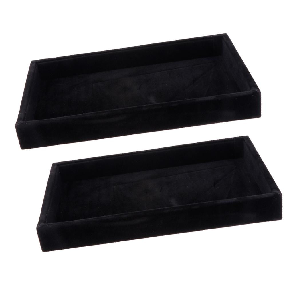 2 Pieces Velvet Necklace Bracelet Earring Anklet Jewelry Display Tray Case