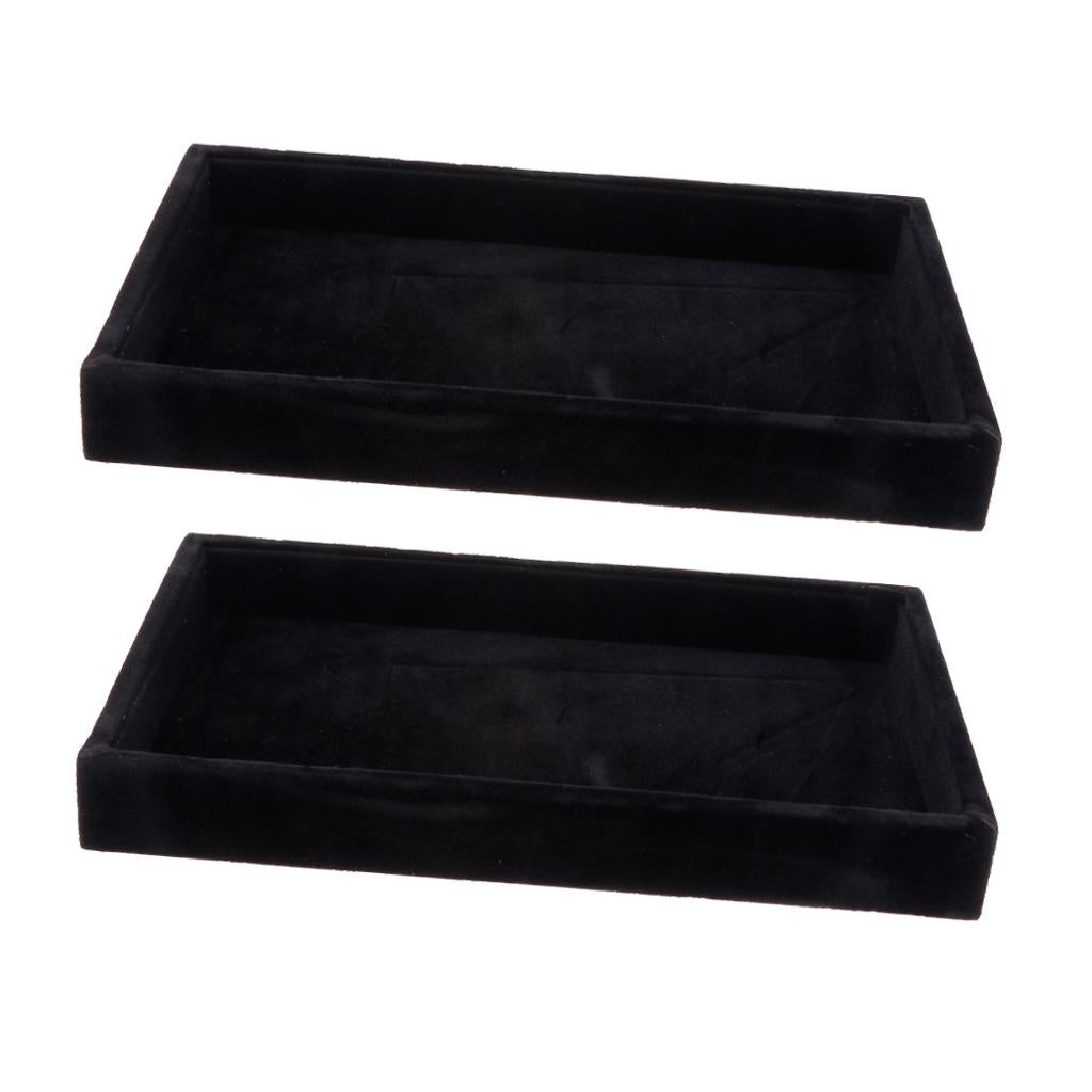 2 Pieces Velvet Necklace Bracelet Earring Anklet Jewelry Display Tray Case