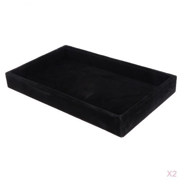 2 Pieces Velvet Necklace Bracelet Earring Anklet Jewelry Display Tray Case