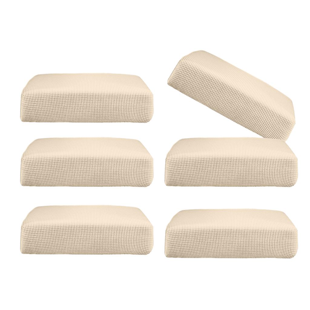 6Pcs Sofa Futon Seat Cushion Cover Couch Slipcover Protector Cream_Size S