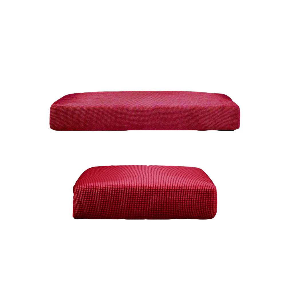 2Pcs Sofa Futon Seat Cushion Cover Couch Slipcover Protector Red_Size S &M