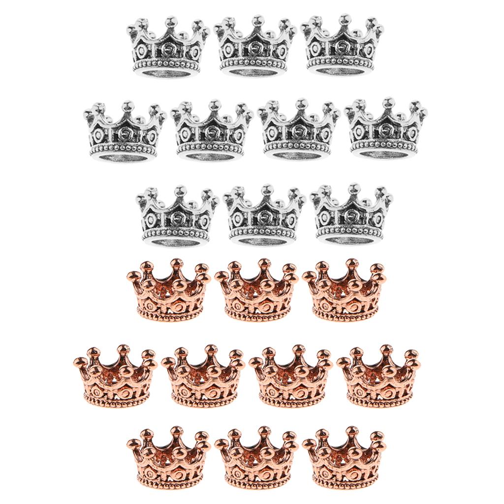 10 Pcs Mini Crown Charms Beads for Jewelry Findings 6 x11mm Silver&Rose Gold
