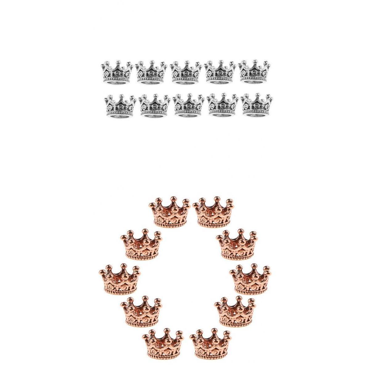 10 Pcs Mini Crown Charms Beads for Jewelry Findings 6 x11mm Silver&Rose Gold