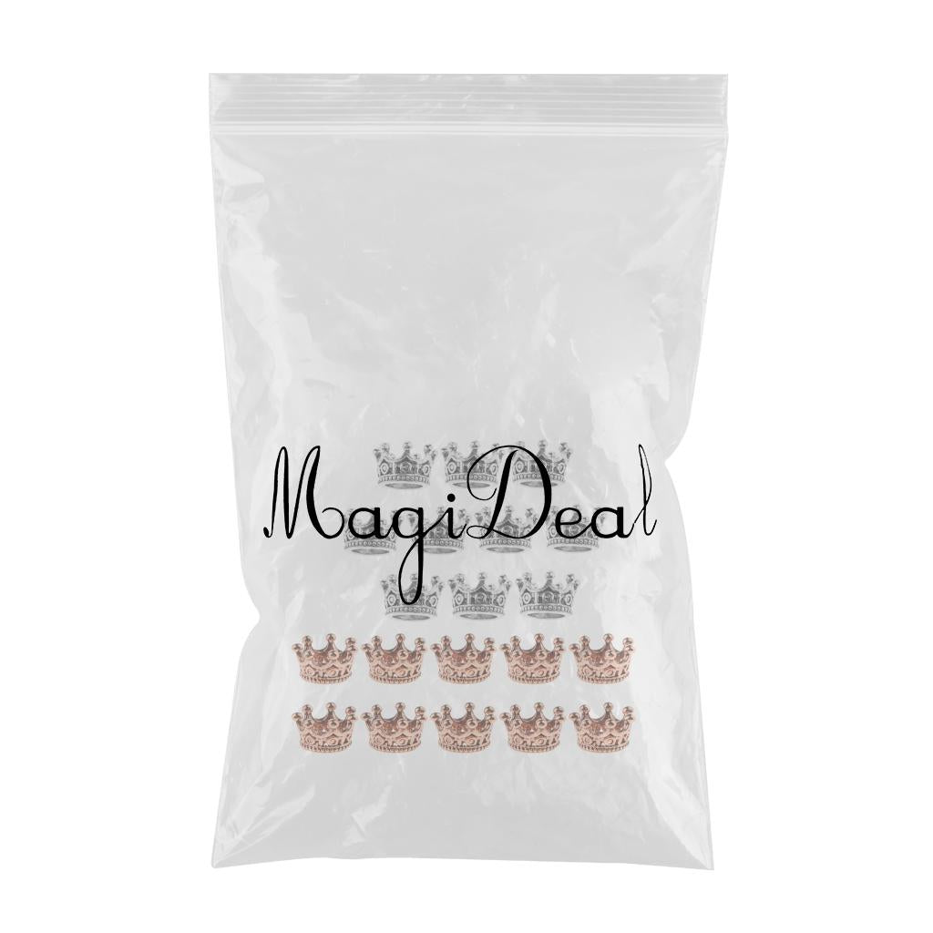 10 Pcs Mini Crown Charms Beads for Jewelry Findings 6 x11mm Silver&Rose Gold