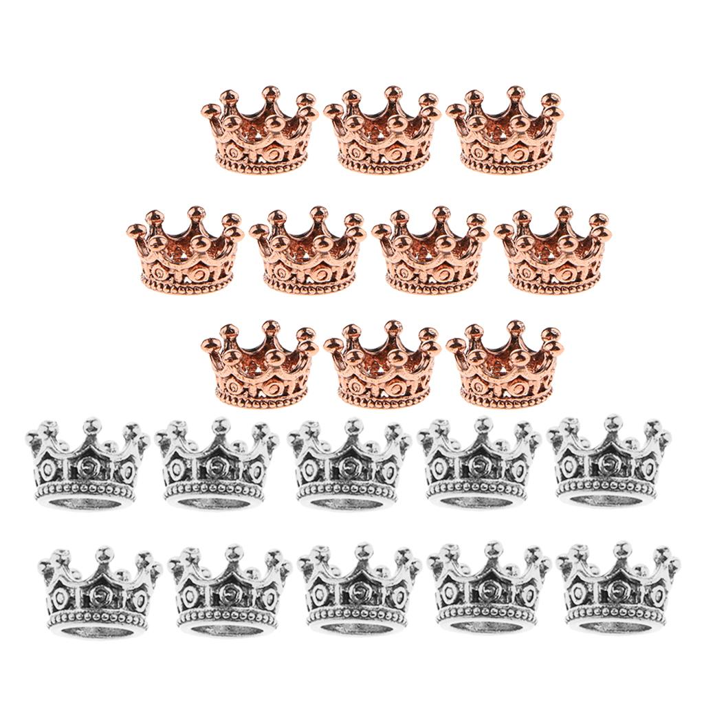 10 Pcs Mini Crown Charms Beads for Jewelry Findings 6 x11mm Silver&Rose Gold