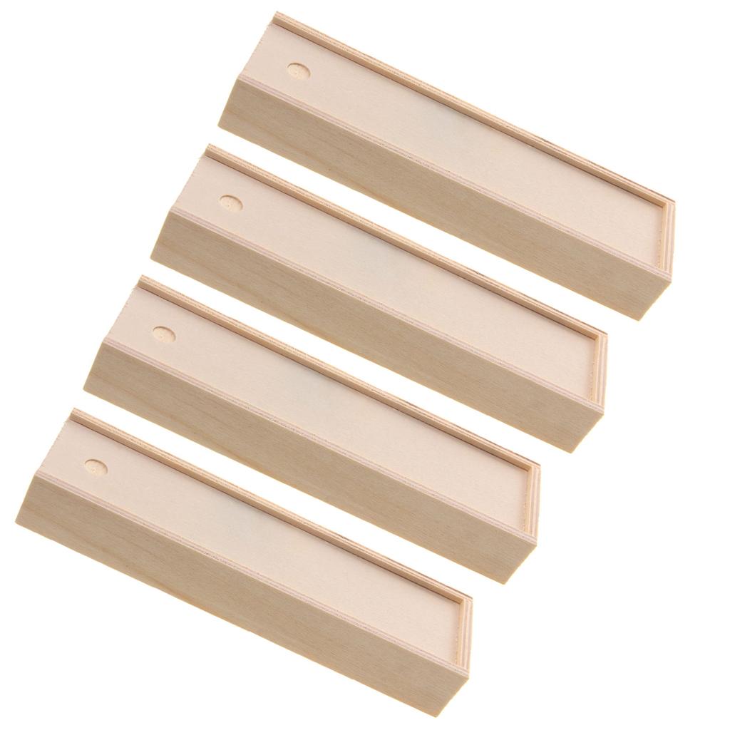 4 Pieces Wooden Unfinished Jewelry Box for Kid's DIY Craft Rectangle Shape