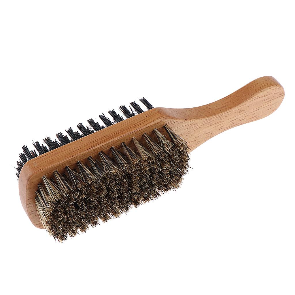 3Pcs Men 2-side Wave Hair Bristle Beard Mustache Brush w/ Wood Handle X+M+L