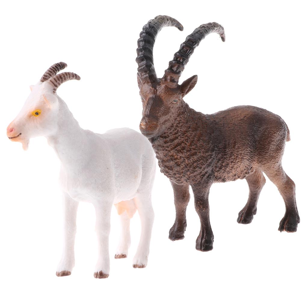 2 pieces Simulation Animal Model Figure Toys Figurine Home Decor Goat Gift