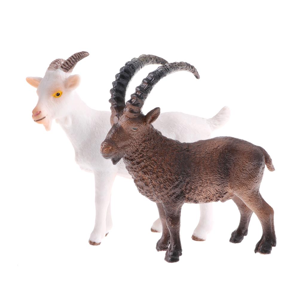 2 pieces Simulation Animal Model Figure Toys Figurine Home Decor Goat Gift
