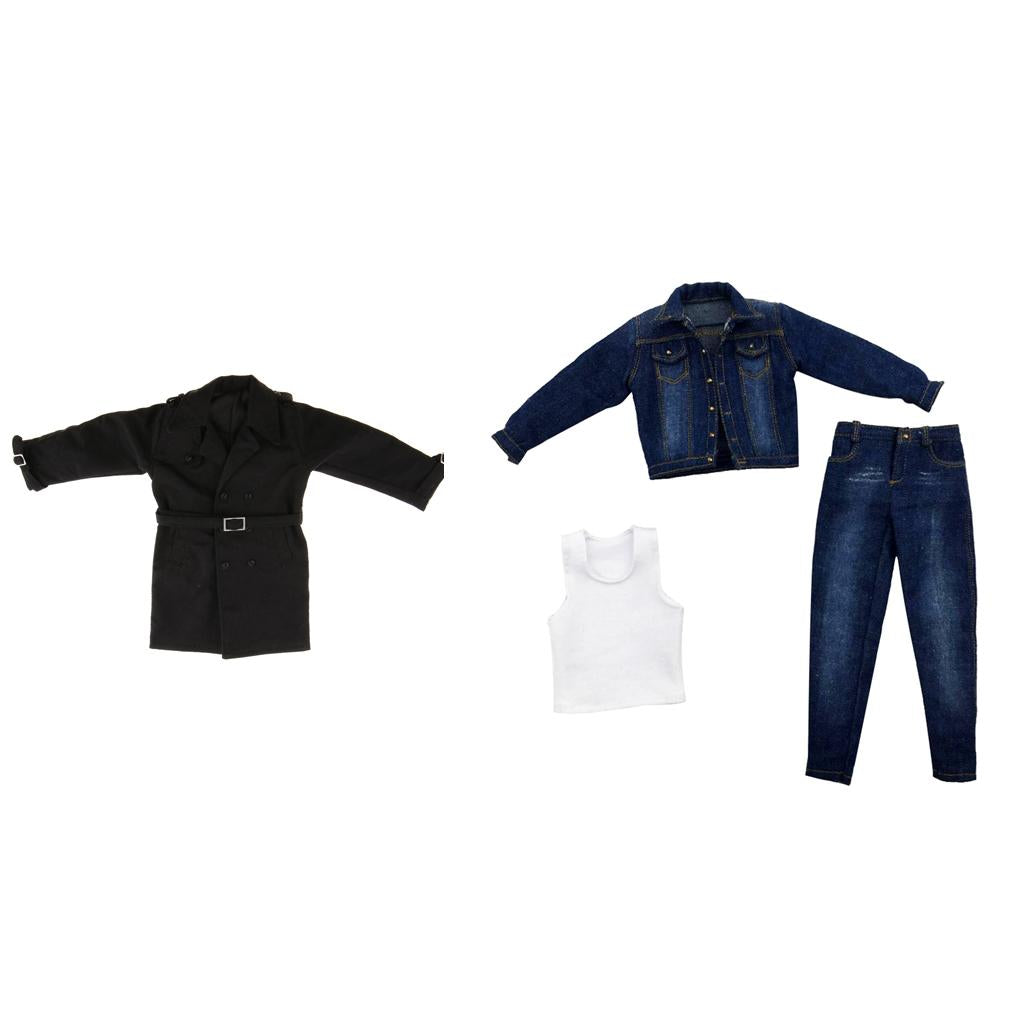 1/6 Scale Male Body Jeans Pants Shirts Jacket Coat for 12inch Action Figure
