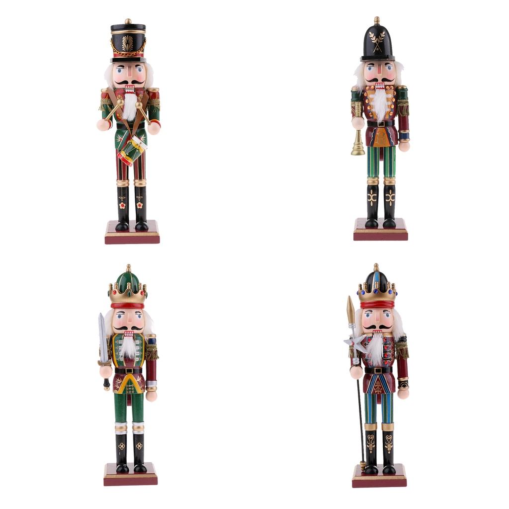 4Pcs Wooden Nutcracker Solider Figures Model Puppet Doll Toy Home Decor