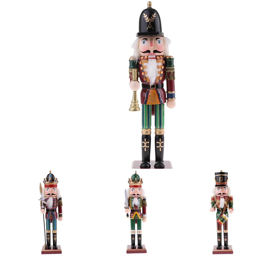 4Pcs Wooden Nutcracker Solider Figures Model Puppet Doll Toy Home Decor