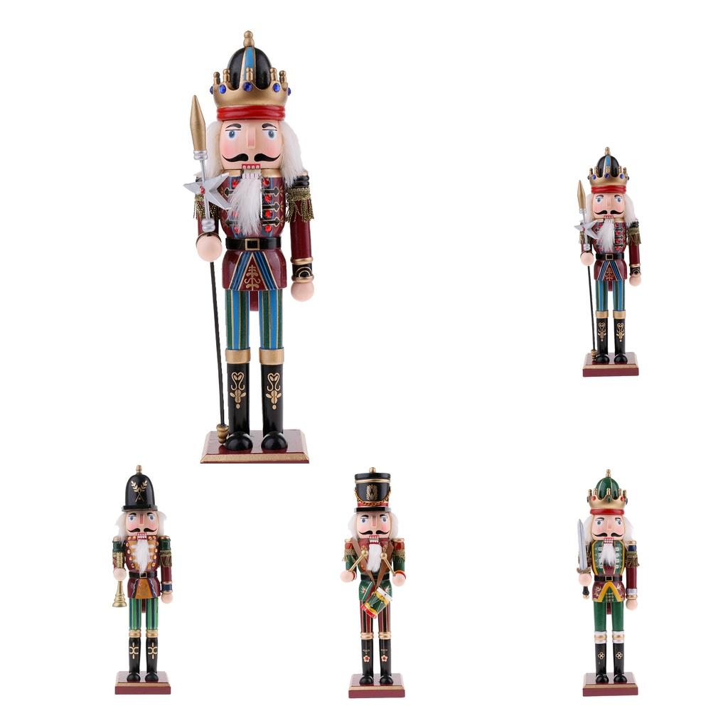4Pcs Wooden Nutcracker Solider Figures Model Puppet Doll Toy Home Decor