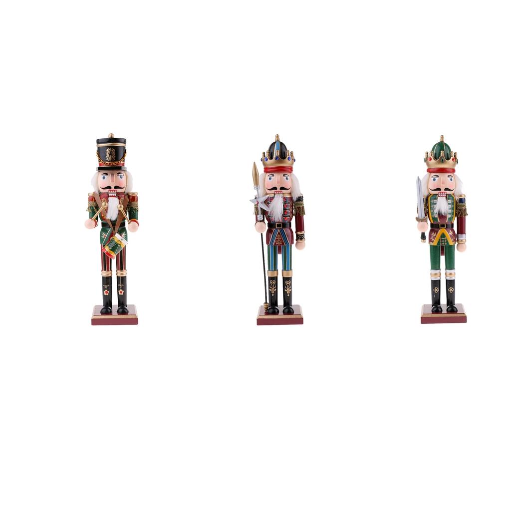 3Pcs Wooden Nutcracker Solider Figures Model Puppet Doll Toy Home Decor