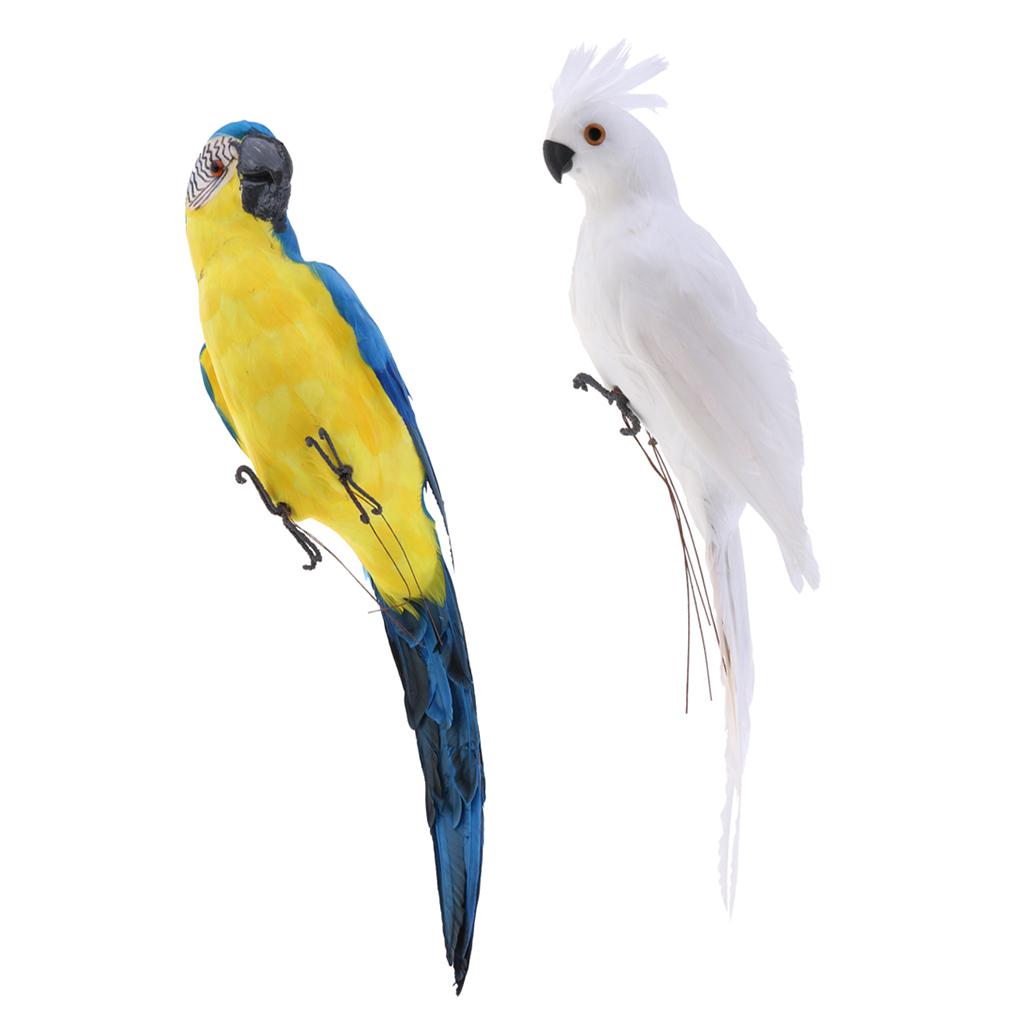 Bird Feather Realistic Home Garden Decor Ornament Parrot Bird White&Blue