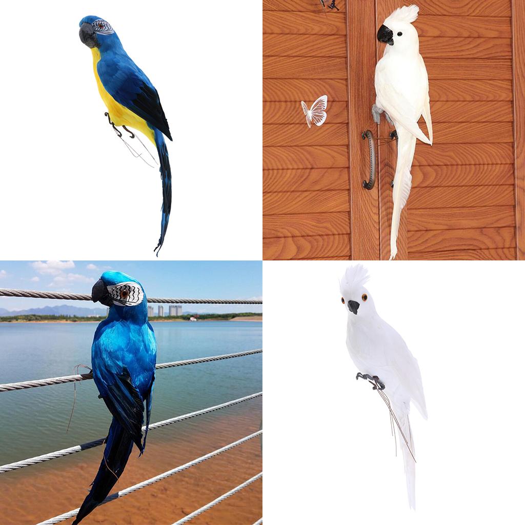 Bird Feather Realistic Home Garden Decor Ornament Parrot Bird White&Blue