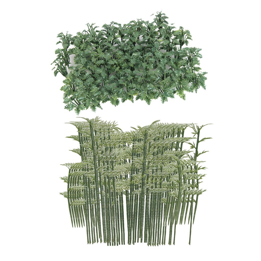100x Bamboo Trees+50x Ground Cover Grass Model Layout for Diorama Landscape