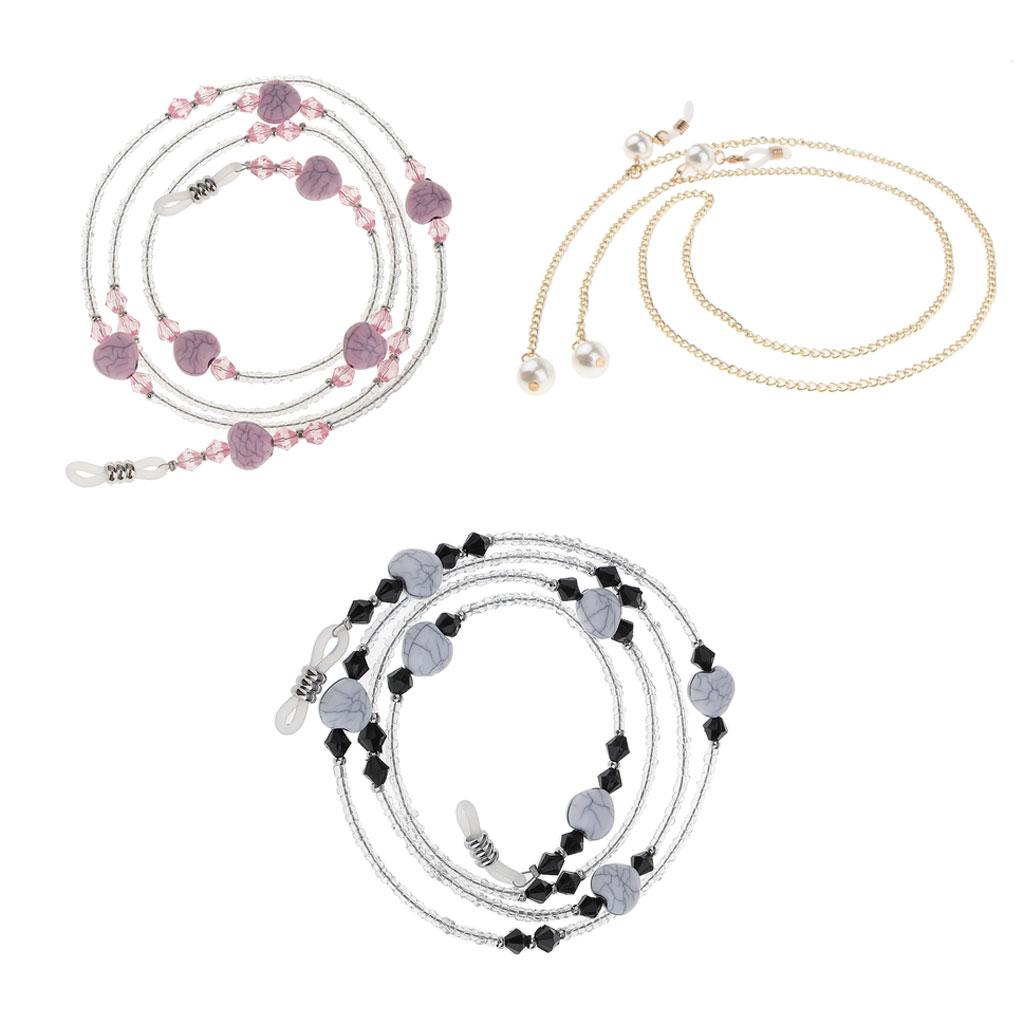 3pcs Eyeglass Sun Glasses Cord Holder Necklace Sunglass Neck Strap Chains