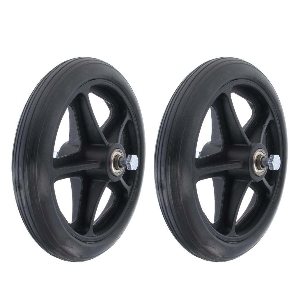 2pcs Alloy ABS Wheelchair Front Castor Wheels Replacement Part Black 7 inch