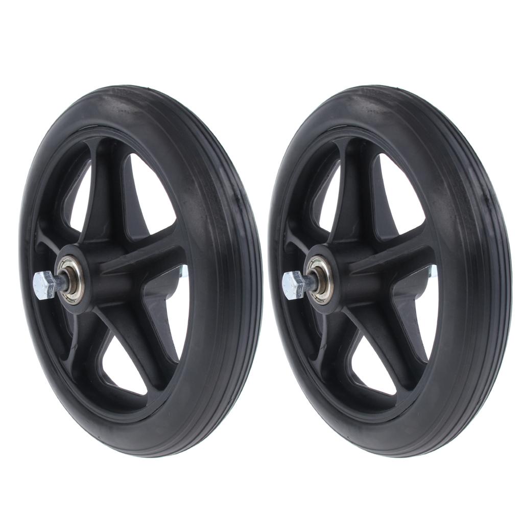 2pcs Alloy ABS Wheelchair Front Castor Wheels Replacement Part Black 7 inch
