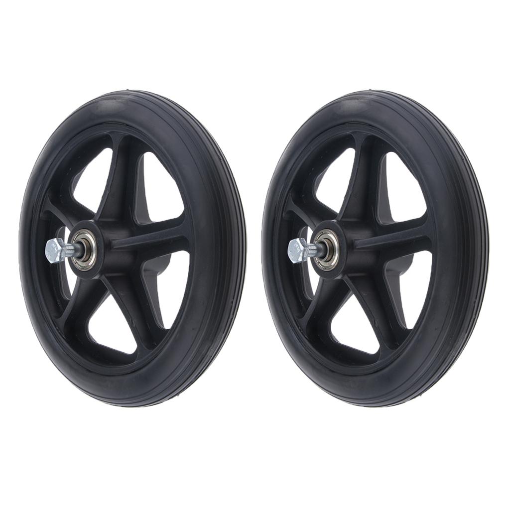 2pcs Alloy ABS Wheelchair Front Castor Wheels Replacement Part Black 7 inch