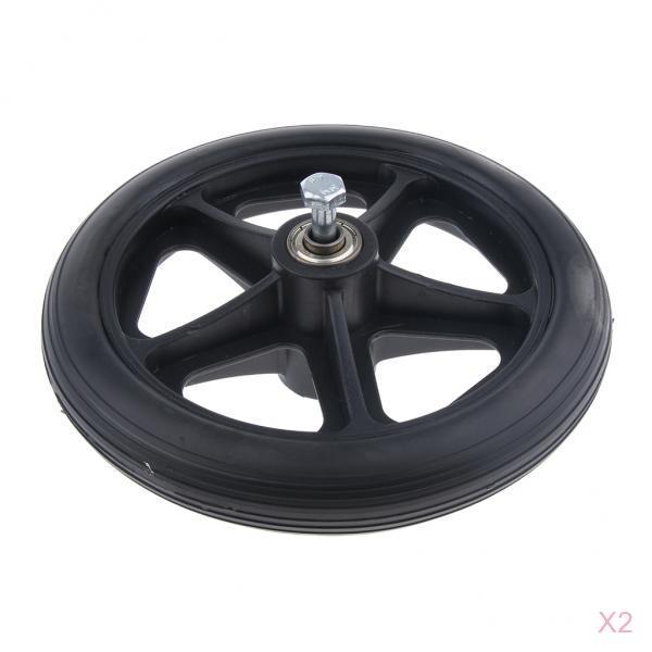 2pcs Alloy ABS Wheelchair Front Castor Wheels Replacement Part Black 7 inch