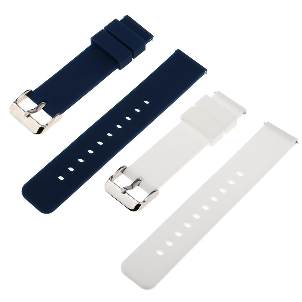 2 Pieces Silicone Watch Bands Quick Release Straps Stainless Steel Buckle