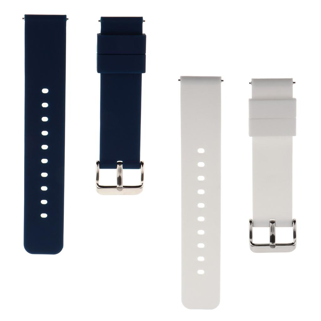 2 Pieces Silicone Watch Bands Quick Release Straps Stainless Steel Buckle