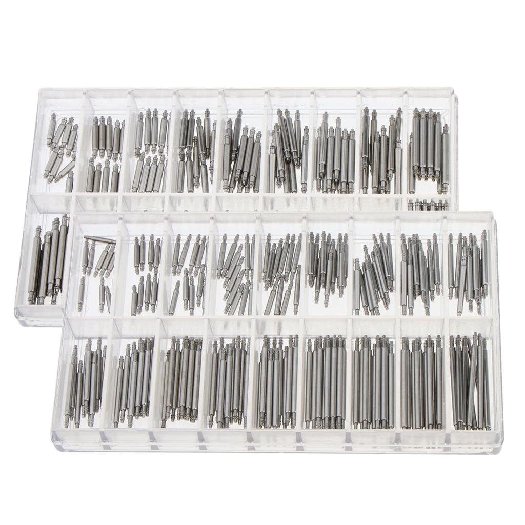 360 Pcs Stainless Steel Watch Band Spring Bars Strap Link Pins 8mm-25mm