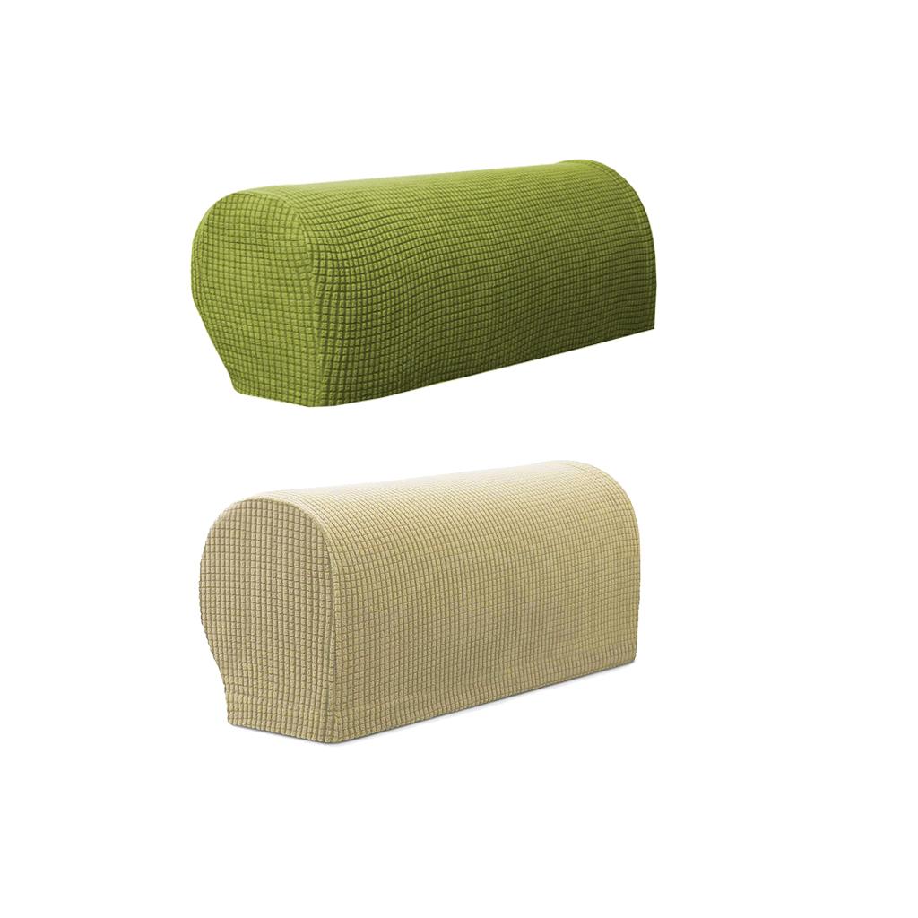 2 Pair(Beige &Green) Sofa Armrest Covers Armchair Slipcovers Protector