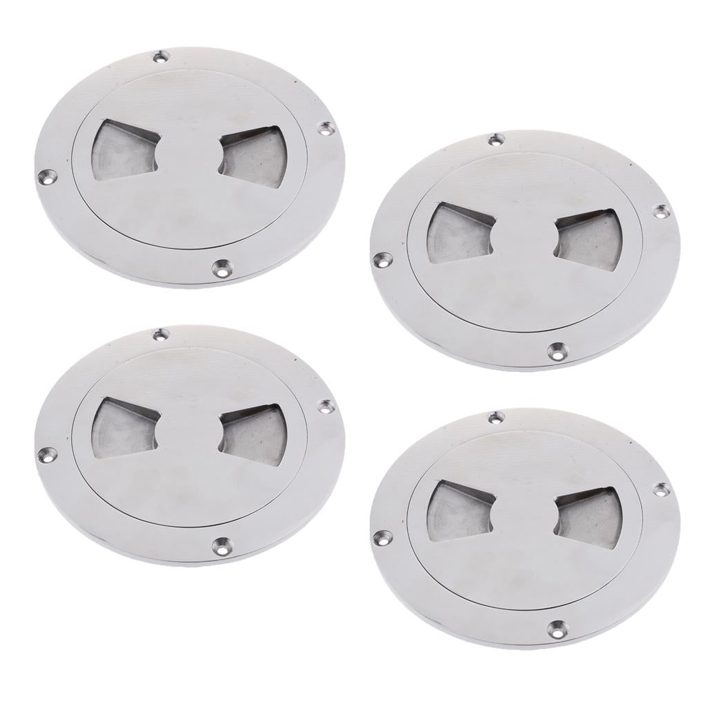 4 Pieces Marine 316 Stainless Steel Inspection Deck Plate Boat Hand Tighten